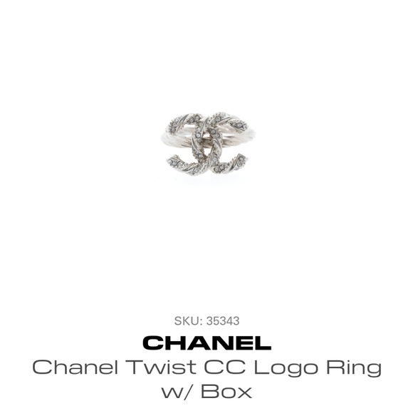 SOLD ✈️ Authentic Chanel Twist CC Logo Ring - Picture 2 of 9